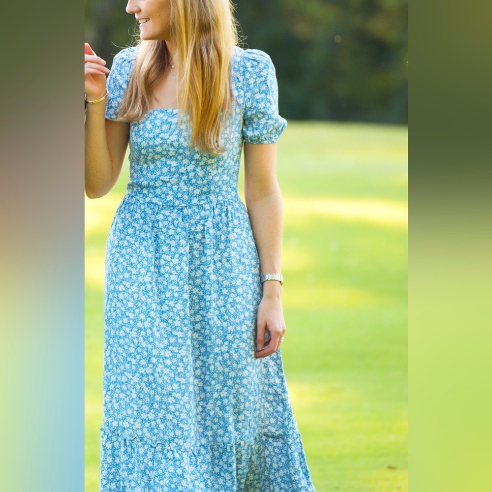 Reformation Blue and White Floral Midi Dress